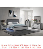 King Bedroom Set – Grey & Black Design