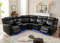 Power Recliner Sectional Sofa Couches With LED Light For Living Room, Reclining Couch Sets