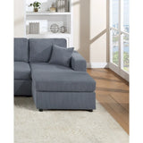 Modern Dark Gray 2pc Sectional Set Corduroy Couch  Chaise Armless Loveseat Living Room Furniture