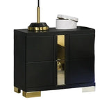 Modern Black 3pc Bedroom Set Queen Size Bed w LED 2x Nightstands