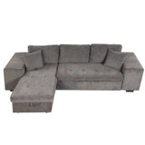 Sectional Couch, Pull Out Sleeper Sofa with Storage Chaise and 2 Stools for Living Room Furniture Set