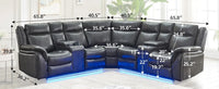 Power Recliner Sectional Sofa Couches With LED Light For Living Room, Reclining Couch Sets