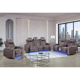 Power Reclining Sofa Loveseat Recliner Set with Power Headrest LED Lights