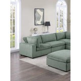 Sectional Set Corduroy Upholstery Couch 3x Corner wedge, 2x Armless Chairs 1x Ottoman Living Room Furniture