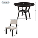 1 Classic Dining Table & 4x Side Chairs,Round Table, Chair