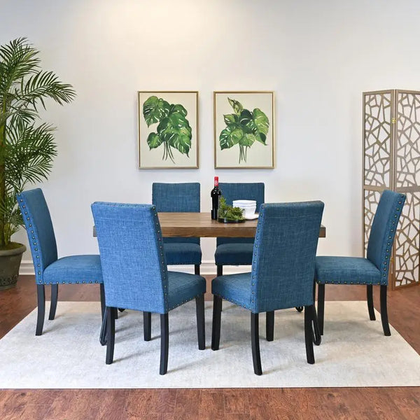 7-Piece Dining Set with Hairpin Table & 6 Chairs in 3 Colors Options – Modern & Stylish Dining