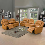 Leather Recliner Sofa Set, Leather Reclining Sofa Set for Living Room Furniture Sets,Beige Recliner Couch Set