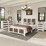 Bedroom Sets, Queen Size Farmhouse Platform Bed with Wooden Strip Stickers Decoration