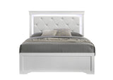 Modern 5 Piece Full Bedroom Set with LED Headboard, Upholstered, Wood Construction, White Finish, Perfect