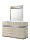 Leonor Gray Modern 5-Piece Bedroom Set with Wood Finish and LED Lighting