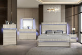 Leonor Gray Modern 5-Piece Bedroom Set with Wood Finish and LED Lighting