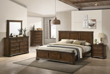 Wood Panel 5-Piece King Bed Set with Dresser, Mirror, Nightstand, and Chest