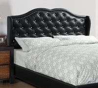 Bed Set Black Faux Leather Upholstered Wingback Design Bed Frame Headboard Tufted Upholstered Bedroom Furniture