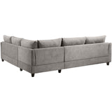 Sectional Sofa L Shape Fabric Couch for Home Use Grey 3 Pillows