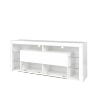 Moder  TV Cabinet Stand W/4 Storage Cabinet Open Shelves for Living Room Bedroom White - Francoshouseholditems