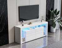 Moder  TV Cabinet Stand W/4 Storage Cabinet Open Shelves for Living Room Bedroom White - Francoshouseholditems