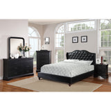 Bed Set Black Faux Leather Upholstered Wingback Design Bed Frame Headboard Tufted Upholstered Bedroom Furniture