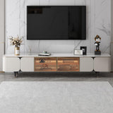 White Round Coffee Table And Rectangular TV Cabinet Living Room - Francoshouseholditems
