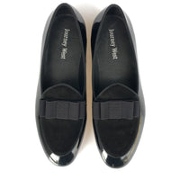 Men Black Genuine Leather Loafers Prom Dress Shoes with Bowtie Luxurious Banquet Loafers Men