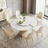 Round Kitchen Table For Dining Room And 6 Chairs Modern Luxury Home Furniture - Francoshouseholditems