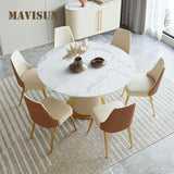 Round Kitchen Table For Dining Room And 6 Chairs Modern Luxury Home Furniture - Francoshouseholditems