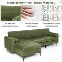 L-shaped Sectional Sofa Couch with Bolsters &amp; 1 Armrest Magazine Pocket