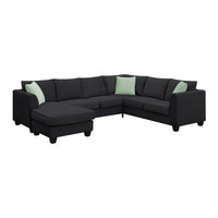 Sectional Sofa Couches 7 Seats Modular Sectional Sofa with Ottoman L Shape Fabric Sofa Corner Couch