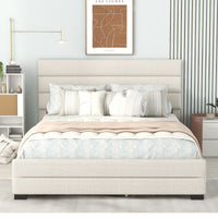 Queen/Full  Upholstered Platform Bed with Trundle