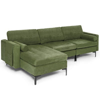 L-shaped Sectional Sofa Couch with Bolsters &amp; 1 Armrest Magazine Pocket