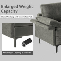 Fabric 3-Seat Sofa Couch Living Room Furniture w/ Metal Legs Grey - Francoshouseholditems