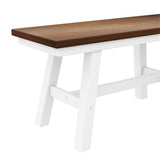 Wood Dining Table Set Kitchen Table Walnut+White, Set with Long Bench and 4 Dining Chairs,