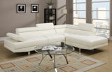 White/Black Sectional Living Room Furniture Faux Leather Adjustable Headrest Right Facing Chaise
