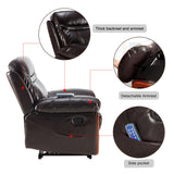 Recliner PU Leather Sofa Chair with Heating and Massage Vibrating Function