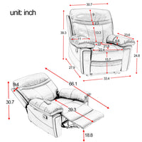 Recliner PU Leather Sofa Chair with Heating and Massage Vibrating Function