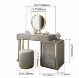 Modern and Functional Vanity Set Extendable Design Dressing Table with Drawers Cabinet and Stool and Mirror