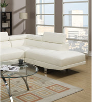 White/Black Sectional Living Room Furniture Faux Leather Adjustable Headrest Right Facing Chaise