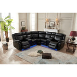 Faux Leather Upholstered Power Curved Living Room Chaise Reclining Sectional Power reclining Sectional