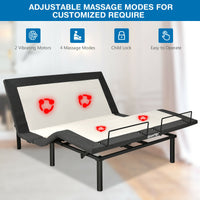 Queen Size Adjustable Bed Base Electric Bed Frame w/ Massage - Francoshouseholditems