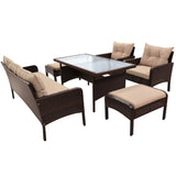 Outdoor Patio Wicker Rattan Sofa Set Dining Table Set - Francoshouseholditems
