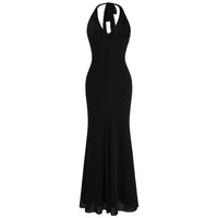 fashions Halter Beading Black Evening Dresses Long Formal Party Gown - Francoshouseholditems