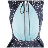 Gown Round Neck Floral A-Line Cut Out Short Elegant Cocktail Dresses Blue - Francoshouseholditems