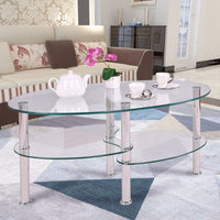 Coffee Table Shelf Chrome Base Living Room Clear Black Modern Coffee Table HW54317 - Francoshouseholditems