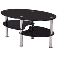 Side Coffee Table Shelf Chrome Base Living Room Clear Black Modern Coffee Table HW54317 - Francoshouseholditems