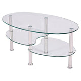 Side Coffee Table Shelf Chrome Base Living Room Clear Black Modern Coffee Table HW54317 - Francoshouseholditems