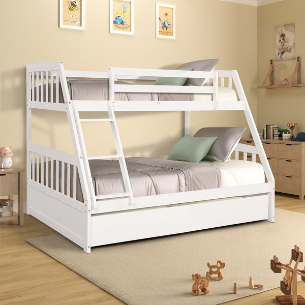 Twin Over Full Bunk Bed with Two Storage Drawers  Bedroom Furniture In Stock for Livingroom - Francoshouseholditems