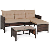 Patio Wicker Rattan Sofa Set Outdoor Sectional Conversation Set Garden Lawn HW63870 - Francoshouseholditems