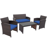 Patio Rattan Furniture Set Cushioned Chair Sofa Table HW67934 - Francoshouseholditems