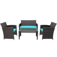 Patio Rattan Furniture Set Cushioned Chair Sofa Table HW67934 - Francoshouseholditems