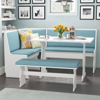 Kitchen Breakfast Corner Nook Table Booth Bench Dining Set in Capri Blue Breakfast Nook Modern Style - Francoshouseholditems