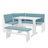 Kitchen Breakfast Corner Nook Table Booth Bench Dining Set in Capri Blue Breakfast Nook Modern Style - Francoshouseholditems